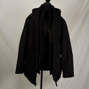 Calvin Klein Black Hooded Softshell Jacket XL Full Zip Lightweight Coat NWT